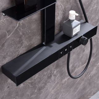 Душевая стойка Black&White Gravity 9005NMB с термостатом чёрный матовый